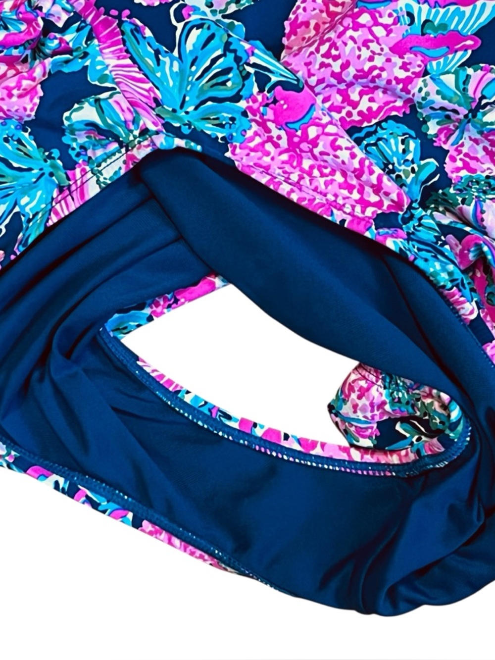 Lilly Pulitzer Women 10 Pink Blue Floral Leola Swimsuit One Piece Asymmetrical - Picture 9 of 12